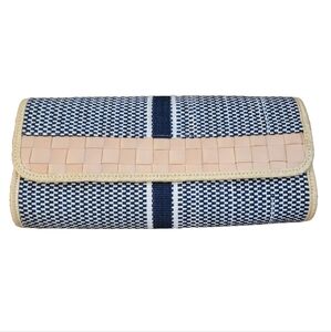 Aranaz woven cotton leather clutch